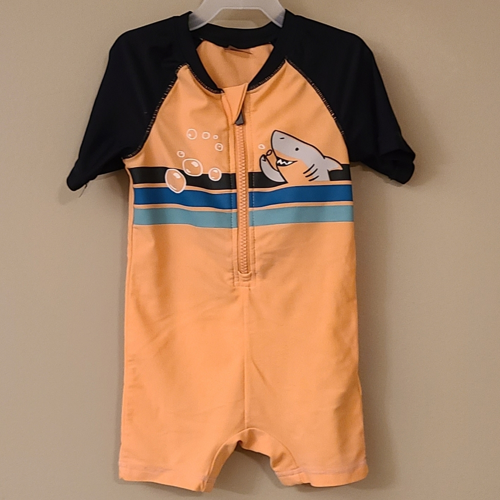 Orange rashguard one piece swimsuit